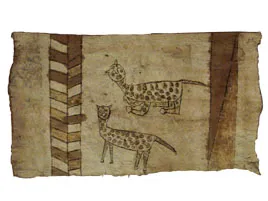 Rollo de corteza pintada con figuras zoomorfas: jaguar